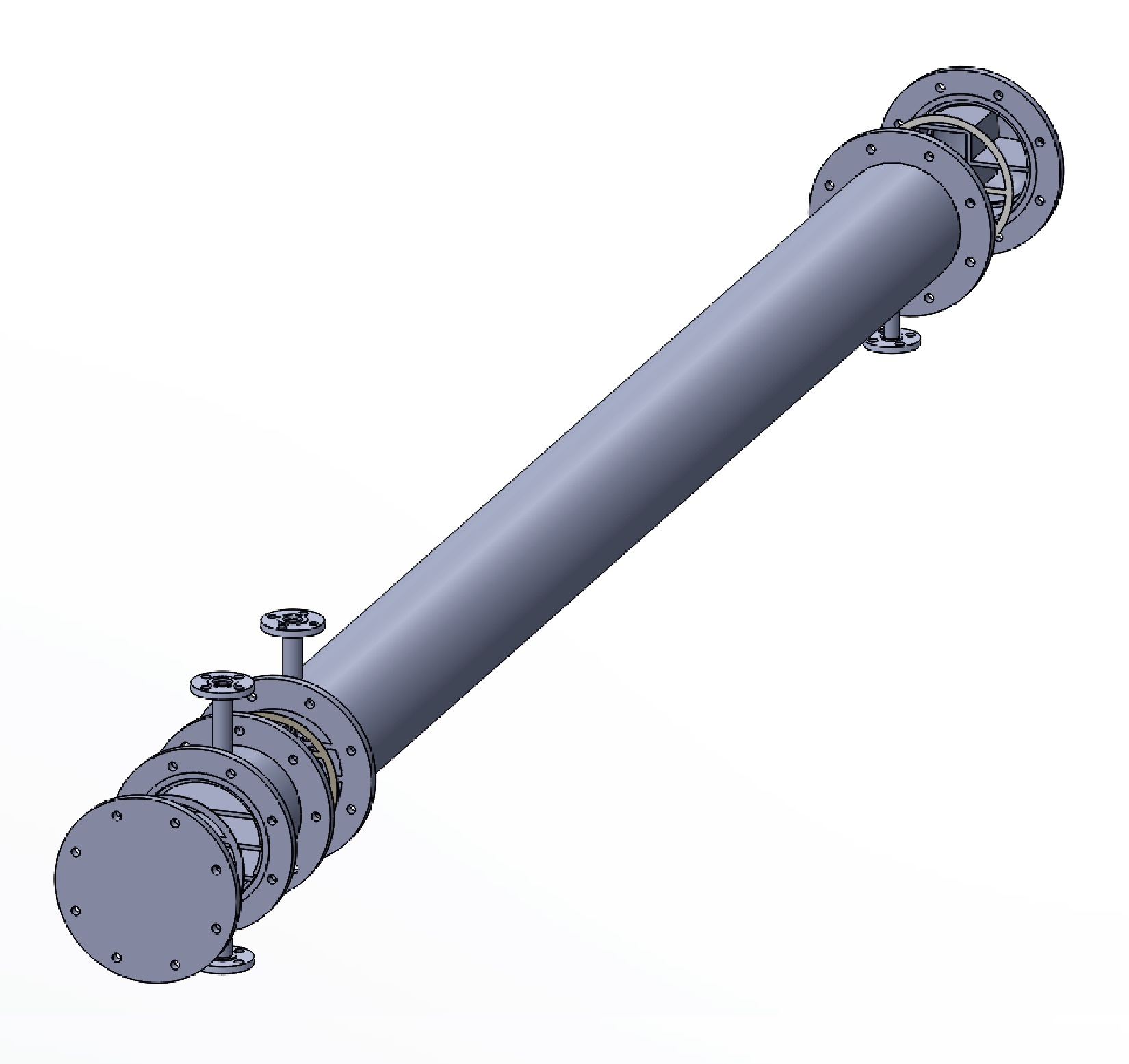 管壳式换热器。直径8英寸，6个通道